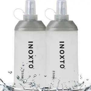 INOXTO 소프트 플라스크 수분 조끼 및 러닝 팩용 접이식 물병 하이킹 사이클링용 병(250/500ml)(2PCS 소형)