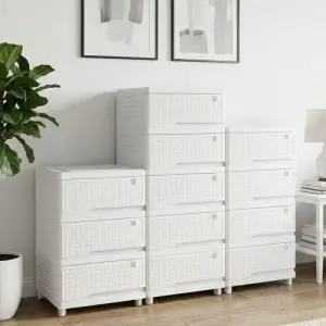 홈예스 국내산 플라스틱 라탄서랍장 혼합서랍장 옷정리 수납장