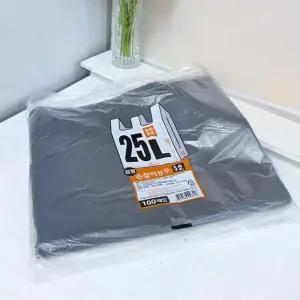손잡이봉투 5호 25L 검정 100매 35x13x58/마트 쇼핑 식당 시장 손잡이 비닐 봉투 소모품 키친 주방 위생