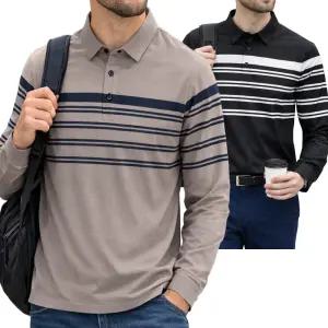 봄 가을 남자 스판 카라 긴팔 티셔츠 남성 줄무늬 중년 50대 일상복 출근복