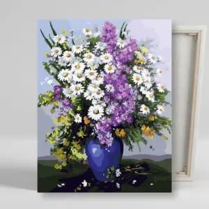 DIY 페인팅 캔버스 물감 붓 세트 번영의 데이지화병