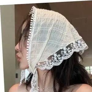 스카프 헤어커치프 반다나 얇은 머리띠 여성 두건 복고 면사포 헤드 스카프