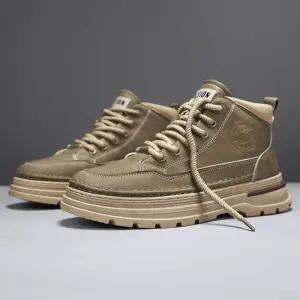 남성 캐주얼 하이탑 워커 가을 스니커즈 운동화 카키 qkQ8+4Pbe