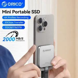 ORICO K20Mini 20Gbps 마그네틱 외장 SSD 1TB/512GB USB-C 휴대용 PSSD 아이폰 17/16/15 Pro/Max ProRes 4K