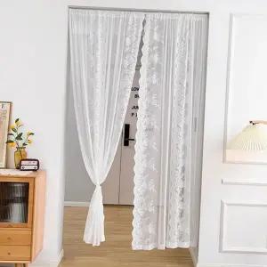 침실 레이스 커튼 인테리어 꽃무늬 쉬폰 거실 레이스 커튼 카페 다용도실 가리개 공간 망사 주방 현관 작은