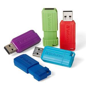 버바팀 8GB 핀스트라이프 USB 2.0 플래시 드라이브 접이식 엄지 - 5팩 멀티컬러(그린, 블루, 레드, 퍼플, 시안)