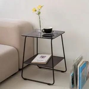 온더벨라 유니크 블랙컬러 강화유리 티테이블