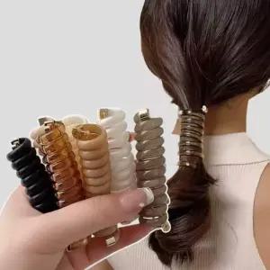 포니테일 전화선 헤어끈 스프링 머리끈 헤어 고무줄 머리끈스프링