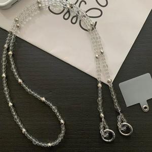 예쁜 휴대폰 비즈 롱스트랩, 크로스 넥 숄더 목걸이 줄