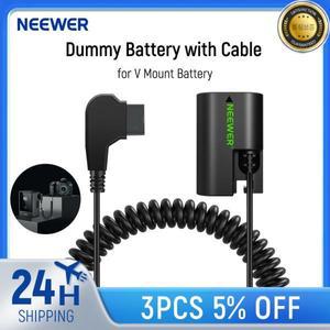 NEEWER D 탭 LP-E6NH 더미 배터리 (V 마운트 케이블 포함) 캐논 EOS R5 C R6 시리즈용 안정적인 연속 전원