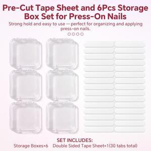 접착 시트가 프레스 온 네일 보관 상자 인조 손톱 투명  디스플레이 방진 거짓 케이스