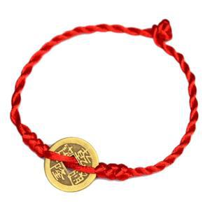 먹물기 풍수 레드 스트링 럭키 코인 참 팔찌 보호용 행운 운세 재산 구슬 조절 가능한 풍성한 돈 심볼 지갑 가방 열쇠고리 휴대폰용