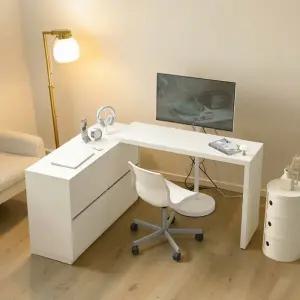 리반 1200 4서랍 멀티 ㄱ자 파티션 책상 세트 NDD189