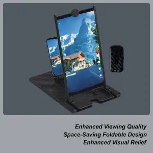 호환 1214인치 스크린 확대기 3D HD 모바일 폰 확대기 프로젝터 스크린 접이식 스탠드 받침대 무선 리모컨