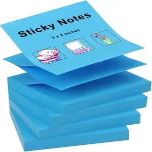 ZCZN 400장 팝업 스티키 노트 3 x 인치 4 패드 밝은 색상 셀프 스틱 100장/패드 파란색