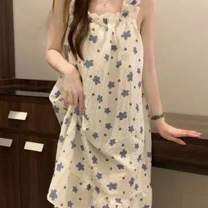 스퀘어넥 여성 잠옷 원피스 나시 민소매 잠옷 원피스 쿨링 여름