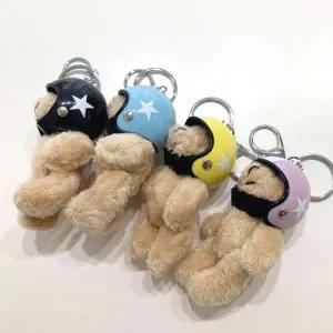 [콩심팥심]헬멧 곰돌이 키링 키홀더 가방고리 열쇠고리 백참 차키 인형