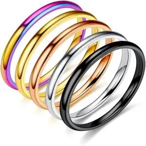 INENIMARTJ 2mm 얇은 티타늄 스테인리스 스틸 너클 스태킹 미디 링 가능한 돔 밴드 핑거 세트 5Pcs 심플한