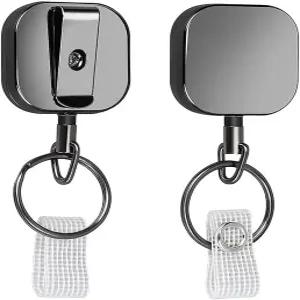 2Pcs 접이식 풀 키 링 ID 배지 랜야드 이름 태그 카드 홀더 릴 벨트 클립