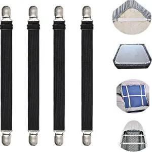 침대 시트 클립 조절 가능한 패스너 홀더 스트랩 및 서스펜션 그 클램프 숏 롱 스타일 탄성 밴드 수트