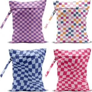 4팩 귀여운 젖은 가방 방수 세척 가능 재사용 가능한 마른 수영복 기저귀 여행 비치 수영장 생일 파티 총각