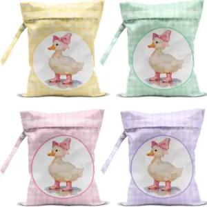 4팩 귀여운 젖은 가방 방수 세척 가능 재사용 가능한 마른 수영복 천 기저귀 여행 해변 수영장 요가 짐