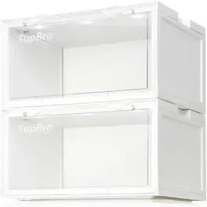 SupBro LED 컬렉션 상자 - 음성 제어 이지 액세스 보관 신발 운동화를 위한 투명 플라스틱 문이 있는