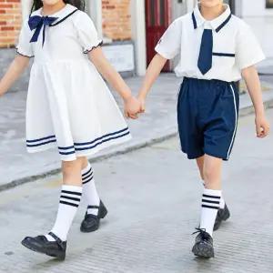 로얄블루 라인카라 하복 교복세트 유치원 단복 합창.