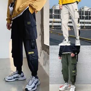남자 주머니 건빵 바지 가을 패션 남성용 카고 팬츠 캐주얼룩 옷 빅사이즈
