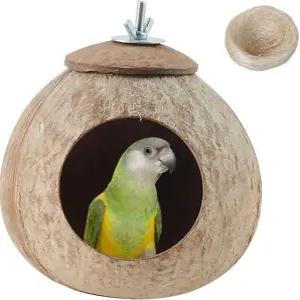 새장용 아파탈 코코넛 새 둥지 천연 껍질 새집 앵무새 작은 가죽 번식 오두막 새장 액세서리 러브버드 버디