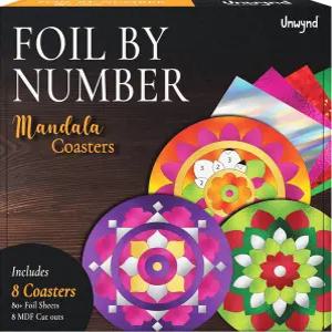 번호 만다라 코스터 키트의 언윈드 포일 8개 DIY 아트 키트 스타일별 페인트 릴렉싱 및 공예 세트 청소년