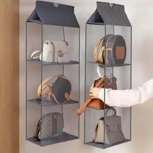 (색상61 아이보리)오픈형 가방 정리함 보관 핸드백 진열대 3단 그레이