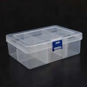 ( )6칸 투명 플라스틱 정리함 비즈 구슬 못통 액세사리 부품 분류 잠금 박스 약통