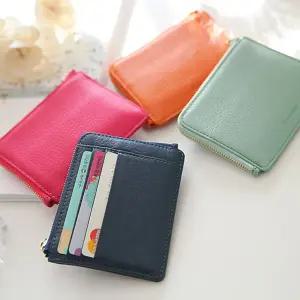 로렐 소가죽 카드 반지갑여성 여자 여성용 예쁜 지퍼 심플