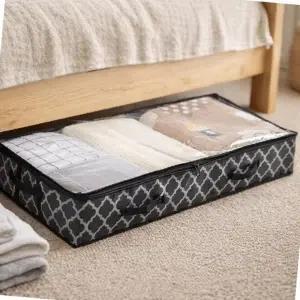 ( )침대 하부 틈새 옷 수납함 100cm 슬림 이불 정리함 투명창 보관