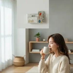 ( )투명 무타공 벽걸이 수납함 대형 욕실 주방 다용도 정리함 부착식 선반