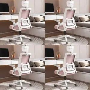 사무용 컴퓨터 의자 화이트+핑크 도서관의자 회의실의자