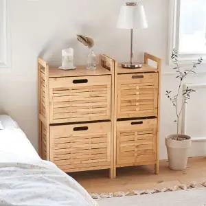 [동서가구] 밤부 대나무 2단 슬림 수납장 DF927286