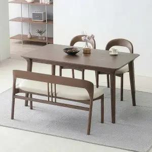 [스코나] 아델라 애쉬 원목 4인 식탁 세트(벤치1개+의자2개)