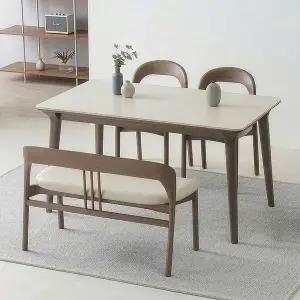 [스코나] 아델라 애쉬 원목 양면 포세린 세라믹 4인 식탁 세트(벤치1개+의자2개)