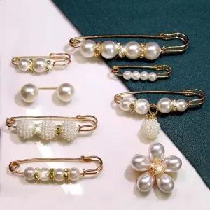다용도 8종 진주 옷핀 스타일 패션 브로치 세트 1+7