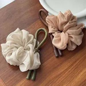 [콩심팥심]여성 투톤 롱 스트랩 빅 곱창밴드 헤어 액세서리 머리묶을때