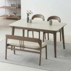 아델라 애쉬 원목 양면 포세린 세라믹 4인 식탁 세트 벤치1개+의자2개)