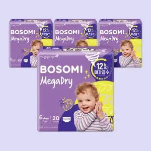 보솜이 유아 기저귀 메가드라이 팬티 점보형 20개입 4팩 MNS