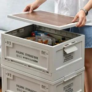 (사이즈 45리터)캠핑박스상판포함 카고 박스 캠핑 트렁크 손잡이 폴딩 수납 대형 테이블 수납함 45L