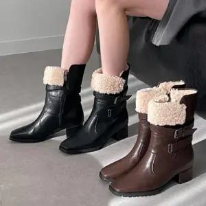 [옷자락]여자 양털안감 2컬러 겨울 포인트 버클 부츠
