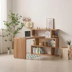 소소숲 누보 H형 책상 책장 세트 1400 (3단 폭1200책장형)