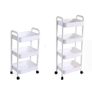 3단 4단 이동식 트롤리 주방 거실 사무실 수납 선반 1개 화이트