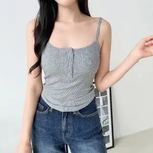 캐주얼 여름 나시티 슬리브리스 이너웨어 여성 민소매 골지