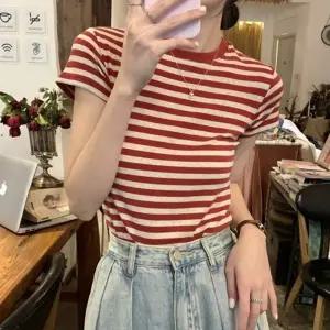 반팔티 여성 여름 슬림핏 2컬러 스트라이프 단가라